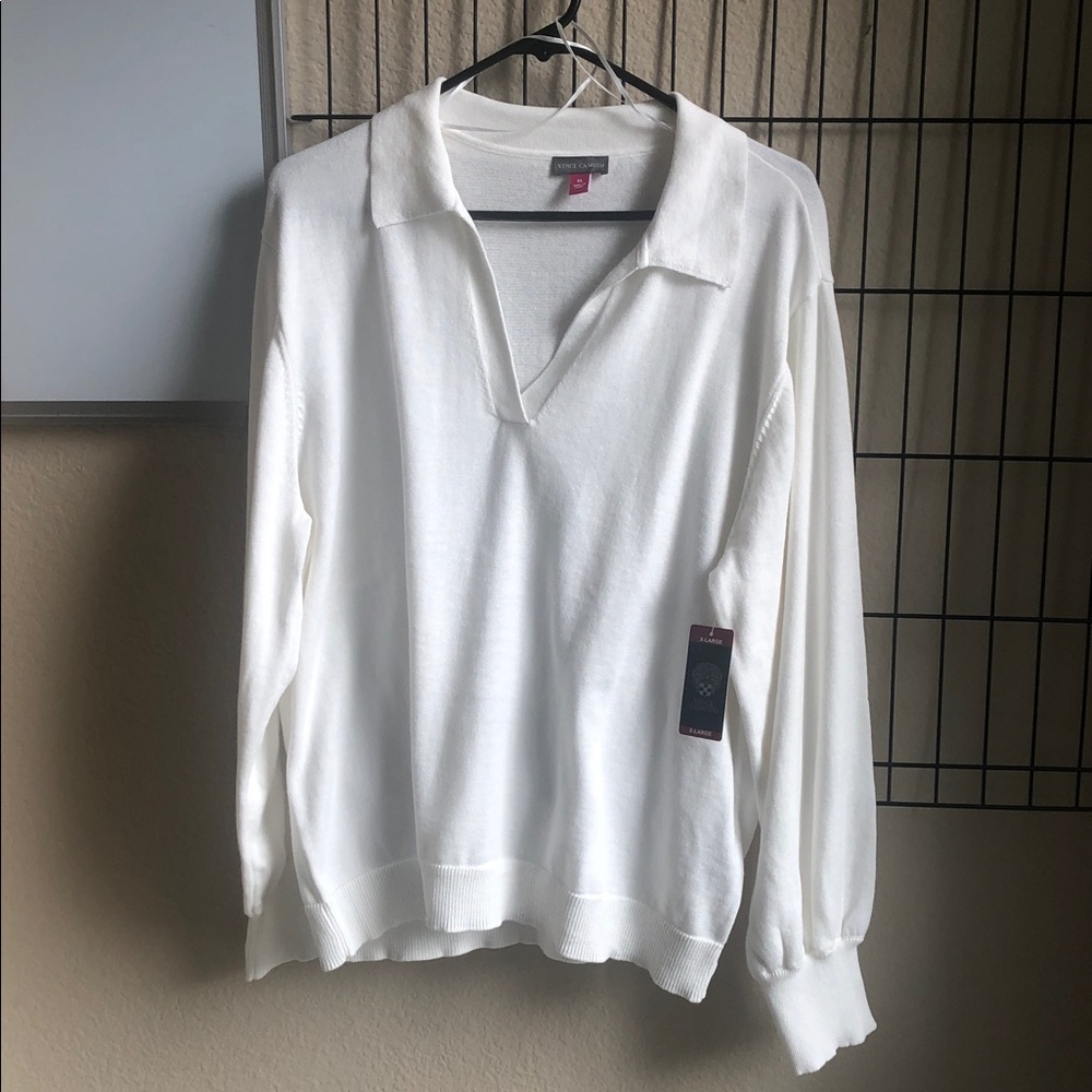 Vince Camuto Antique White V-Neck Sweater